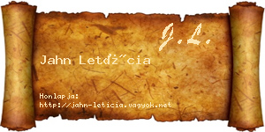 Jahn Letícia névjegykártya